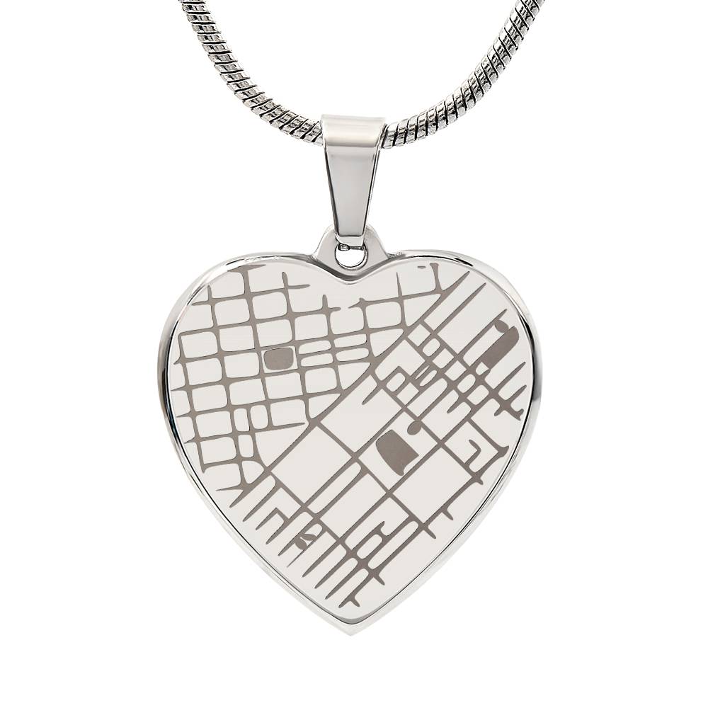 Where It All Began - Engraved Map Heart Necklace