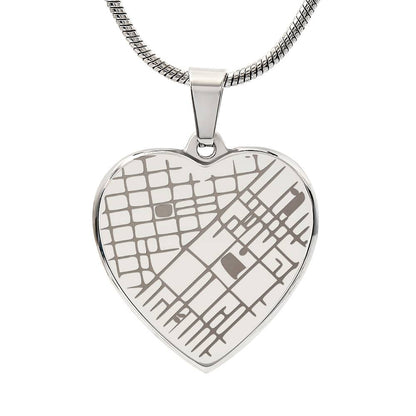 Where It All Began - Engraved Map Heart Necklace