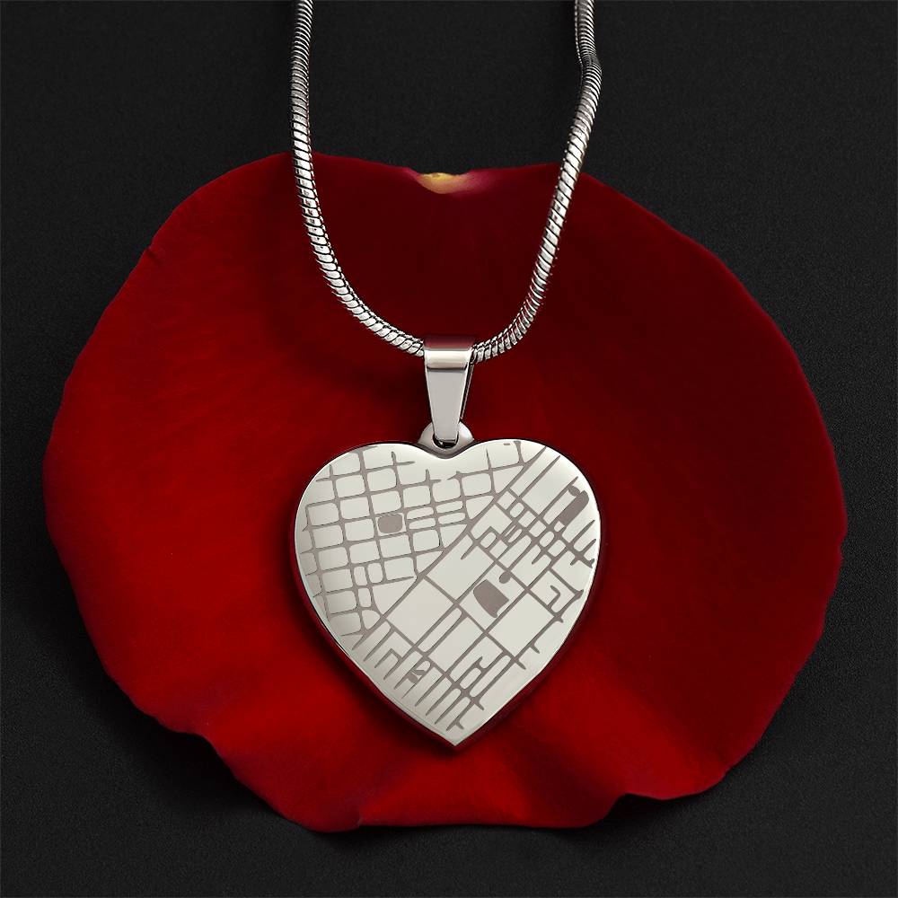 Where It All Began - Engraved Map Heart Necklace