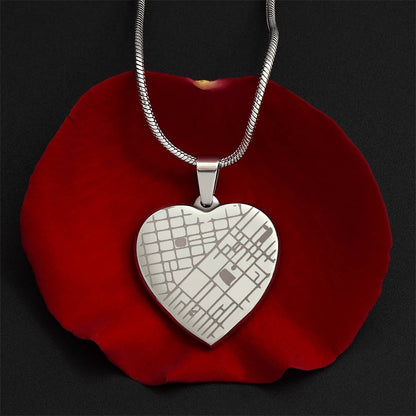 Where It All Began - Engraved Map Heart Necklace