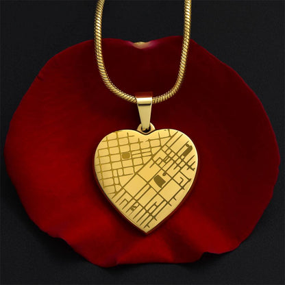 Where It All Began - Engraved Map Heart Necklace