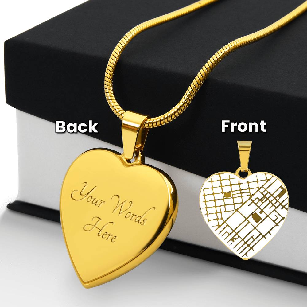 Where It All Began - Engraved Map Heart Necklace