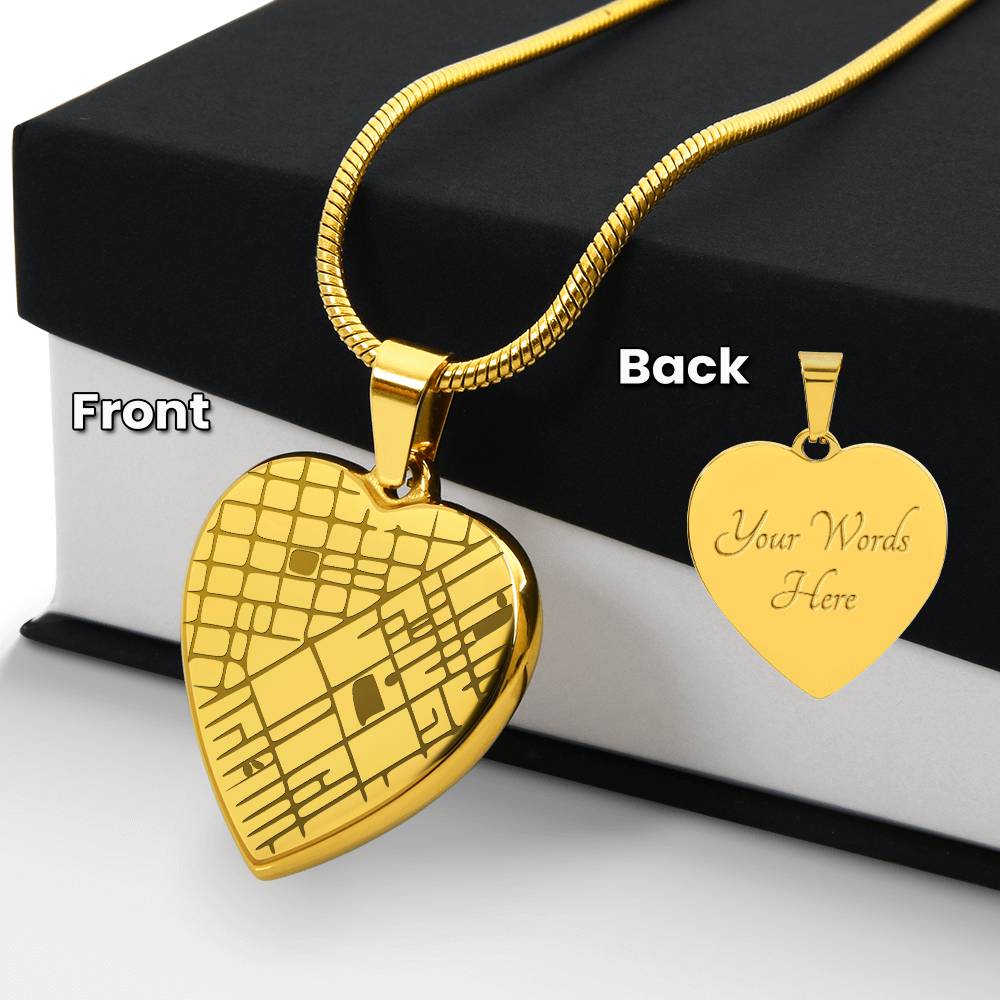Where It All Began - Engraved Map Heart Necklace