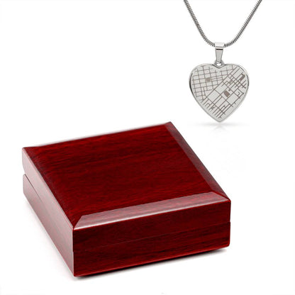 Where It All Began - Engraved Map Heart Necklace