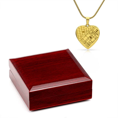 Where It All Began - Engraved Map Heart Necklace