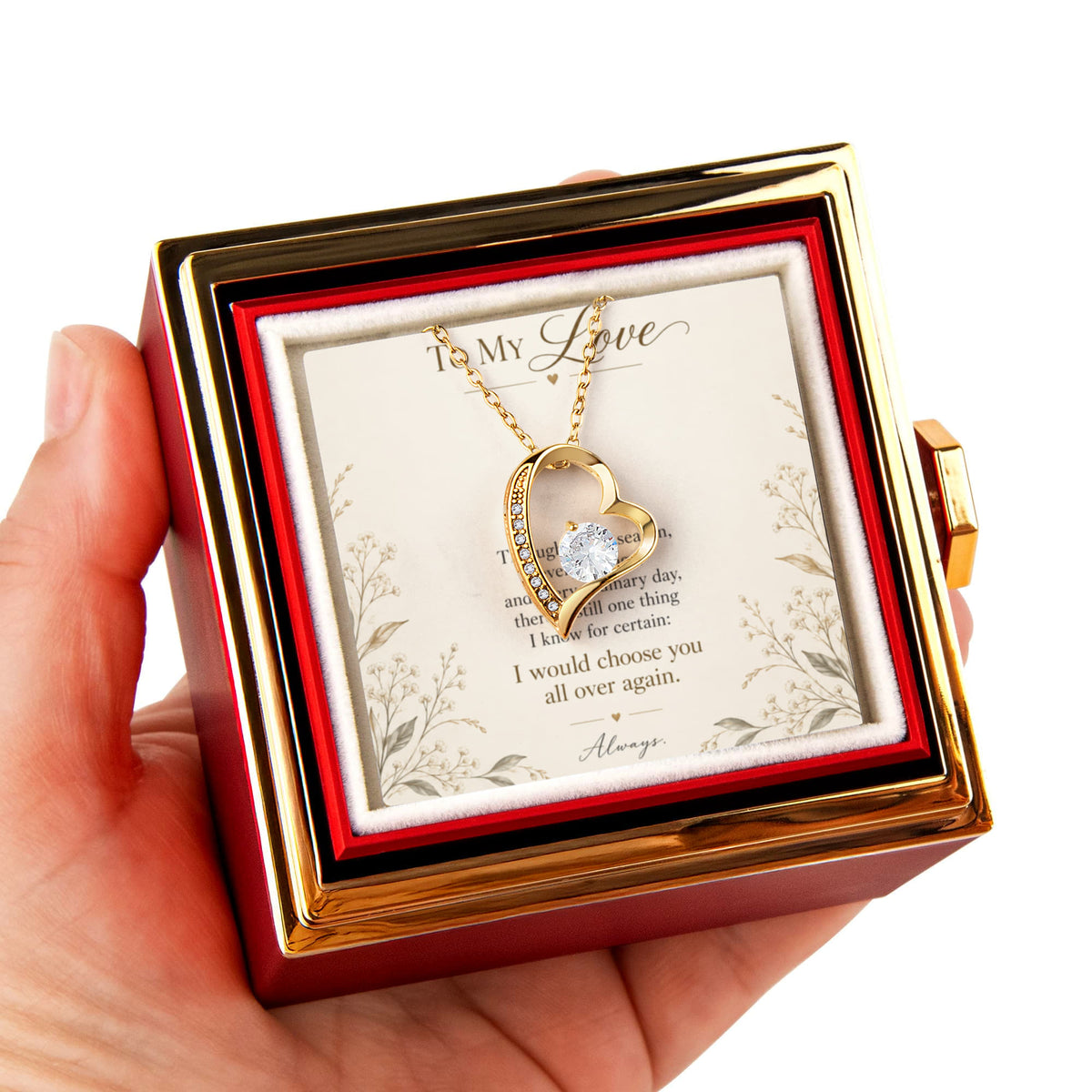 Choose You Again Preserved Rose & Love Necklace
